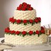 Gorgeous red roses and basket weave design will add a romantic touch to your special day.
