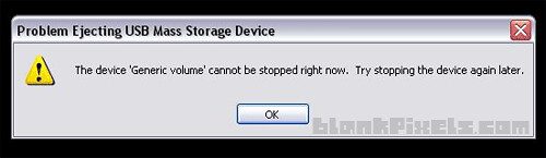 Error when ejecting a USB Mass Storage device - blankpixels.com