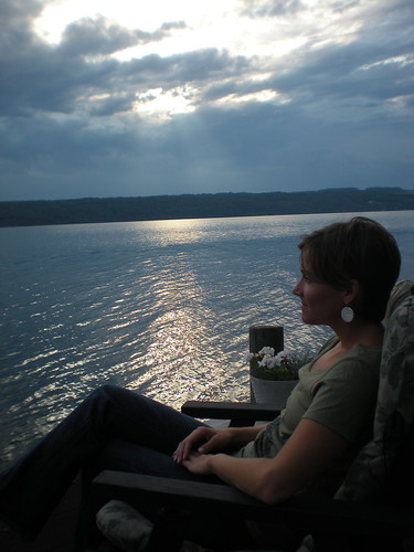 Me at cottage dock on Seneca Lake