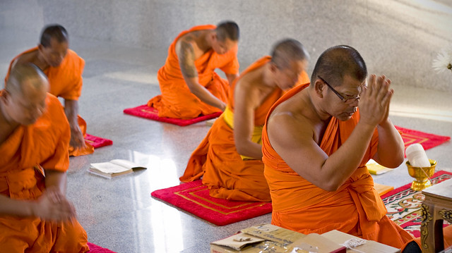 Monks Praying at Naiharn Temple