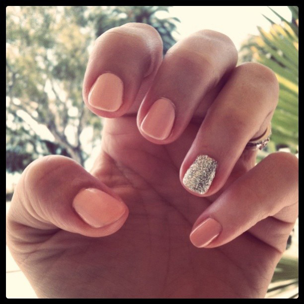 pink silver glitter nails