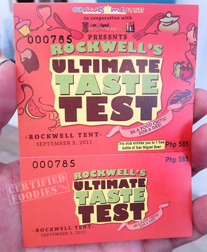 Our ticket to Rockwell's Ultimate Taste Test - CertifiedFoodies.com