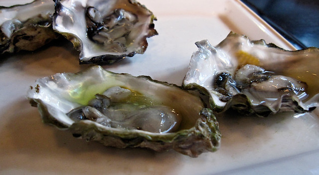 Oysters with rose granita