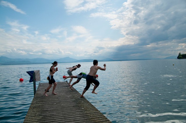 leaping on lake Geneva