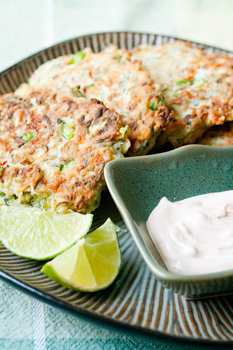 Zucchini, Pea and Mint Fritters