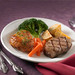 The most tender cut of beef filet mignon (6 oz.) served with an herb roasted boneless chicken breast (5 oz).