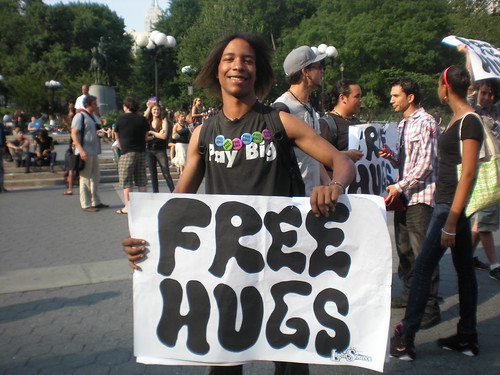 Free hugs in Union Square, NYC