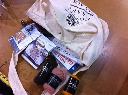 tote bag of prizes for the book party!