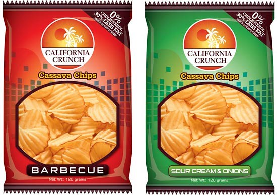 California Crunch Cassava Chips in Barbecue and Sour Cream and Onions