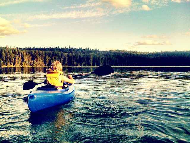 Jackson kayaking at the lake