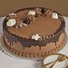 This cake’s sure to please all of the chocolate lovers at your party. Shown in chocolate buttercream with white, chocolate and fudge flowers and leaves. 