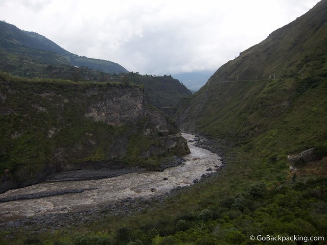 The river running through Banos Ecuador