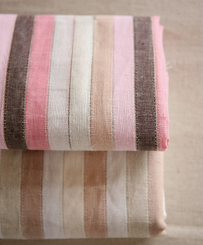striped linen pink fabric Avenue 55 etsy