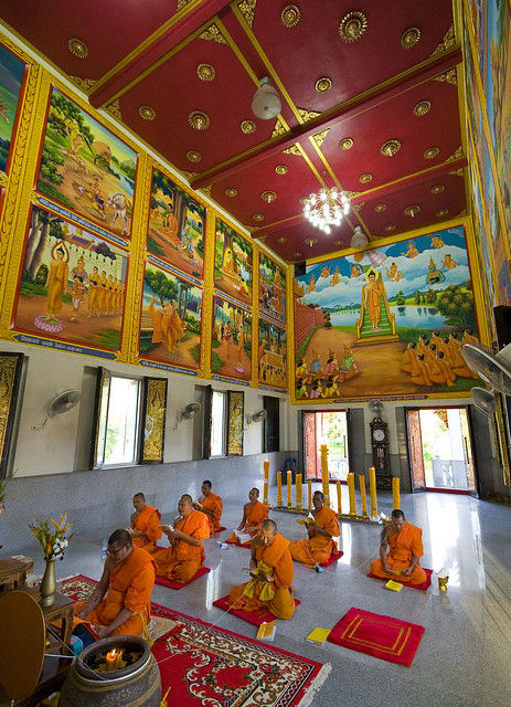 Monks Praying at Naiharn Temple