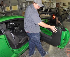 2011 Synergy Green Camaro 5th Gen custom door panel install • <a style="font-size:0.8em;" href="http://www.flickr.com/photos/85572005@N00/6302943223/" target="_blank">View on Flickr</a>