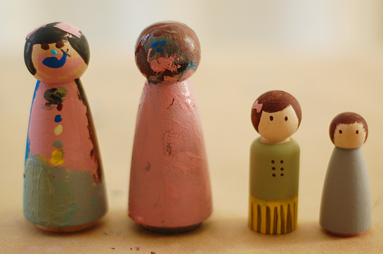 painting wood dollies of themselves