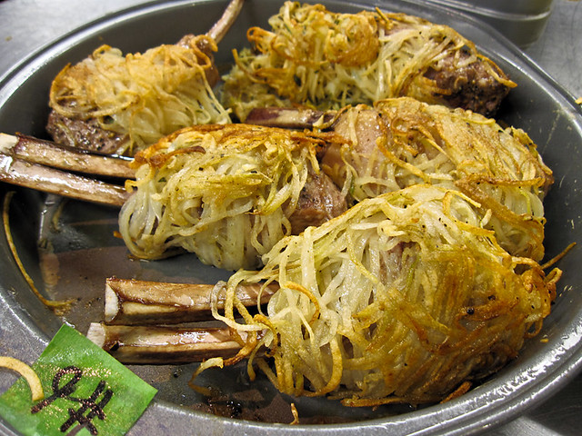 Rack of Saltspring Island lamb in potato lace