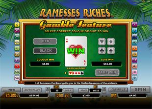Ramesses Riches gamble feature