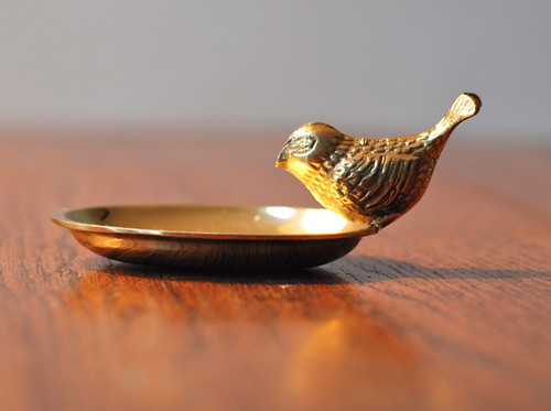 vintage brass bird dish