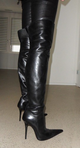 leather pants high heel boots