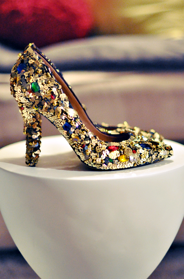 Dolce & Gabbana   -  Embellished shoes diy + gold sequins and gem dolce and gabbana shoes diy pumps - DIY love maegan