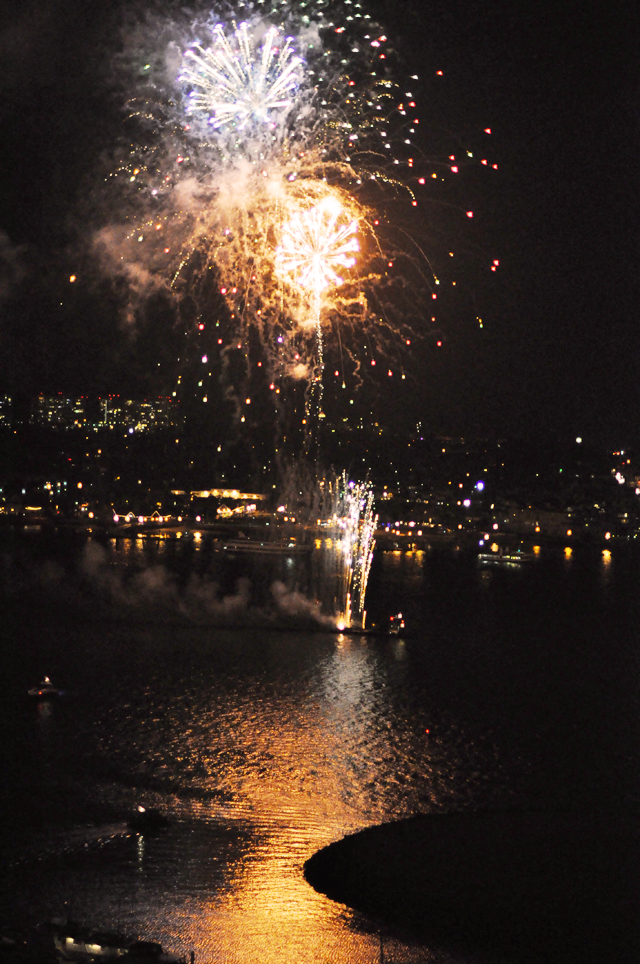 fireworks over the water