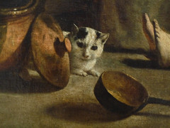 Antoine or Louis Le Nain, Peasant Family in an Interior, detail of cat