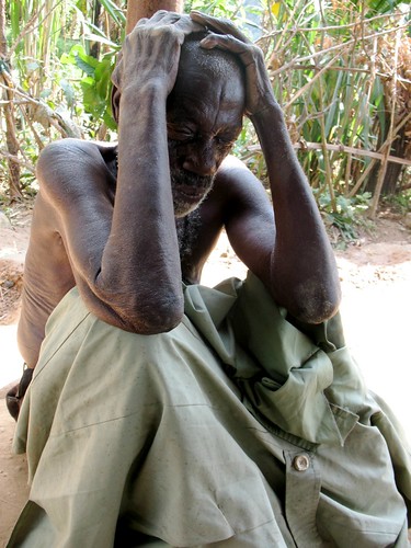 Old Mutwa who was evicted from Mgahinga Gorllia National Park, Kabahenda Community