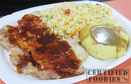 World Chicken plate of chicken with Sweet Chili sauce, Mashed Potatoes, and Garlic Rice -  CertifiedFoodies.com