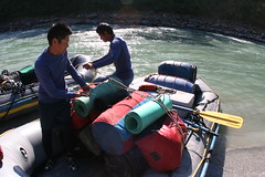 Rigging the raft Gufa Pokhari Trek in Tamur  Adventure rafting and Kayaking river trip