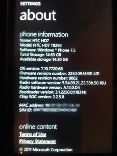 Windows Phone Mango build 7720