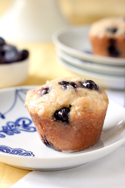 Lemon-glazed Blueberry Donut Muffins