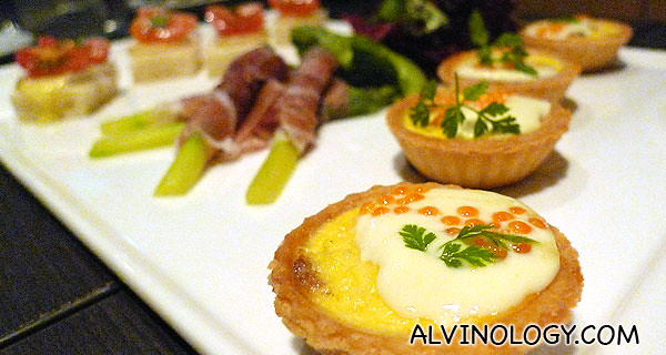 Smoked salmon tarts with creme fraiche and ocean trout caviar