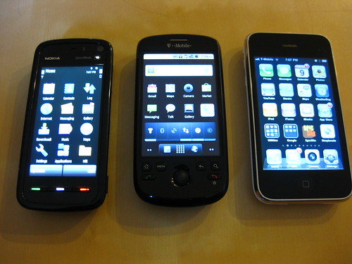 Nokia 5800, HTC Magic 32B, iPhone 3GS
