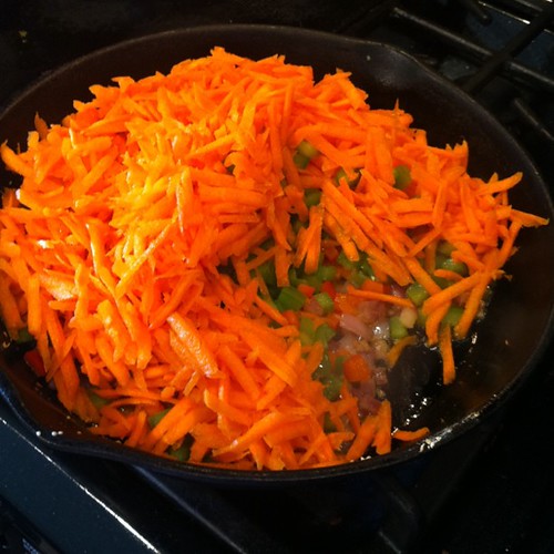 Giant pan full of veggies sautéing for veggie rice. My dish for tonights #Blessingway !
