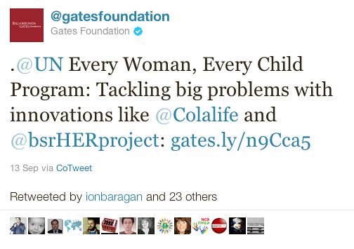 Gates Foundation EWEC tweet