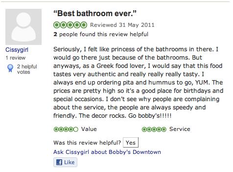 "Best bathroom ever."