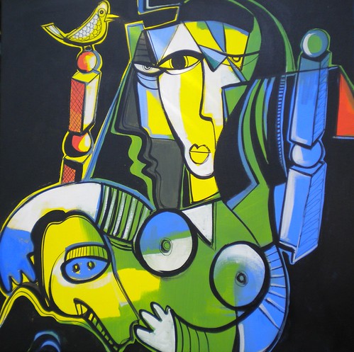 Lady in Green - Painting - Neo-Cubism
