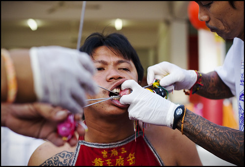 Face Piercing at Sam Kong Shrine 30th September