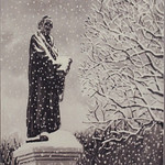 <b>Luther in the Snow</b><br/> Carl Homstad (LC '73) 
(ink wash, 2011)<a href="//farm7.static.flickr.com/6160/6163390521_2eecf70afd_o.jpg" title="High res">&prop;</a>
