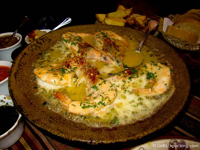 Langostinos bathed in garlic butter at Tiesto's Restaurant