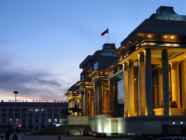 Sukhbaatar Square by dusk