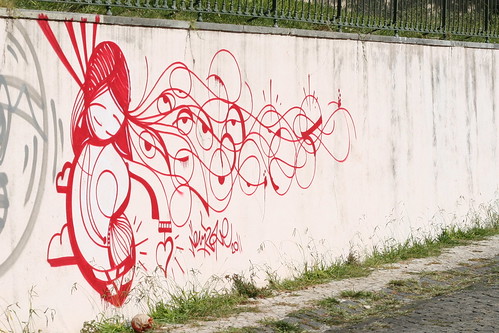 lisbon - red girl graffiti 