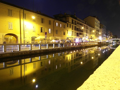Lights and Life on the Pavese Canal in Milan