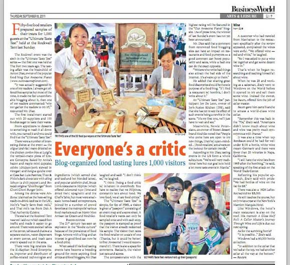 A feature story on UTT in Business World with our photo! - CertifiedFoodies.com