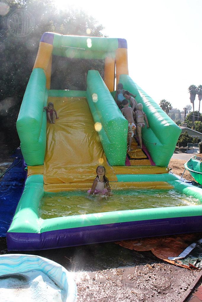 crazy bounce house water slide