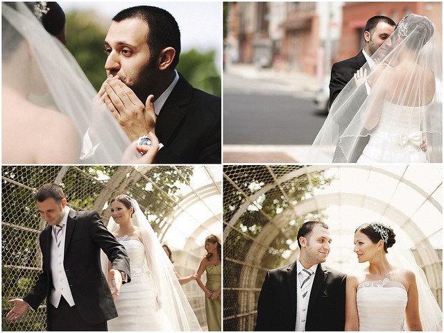 dramatic-elegant-bridal headpiece, first look photography, silk organza Pronovias wedding gown