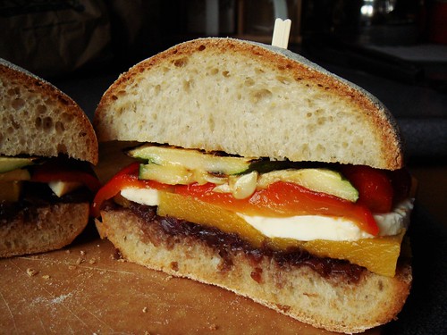 Grilled Vegetable Sandwich: Halved