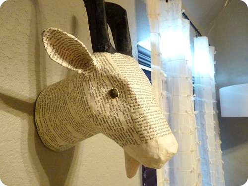paper mache animal head in nursery