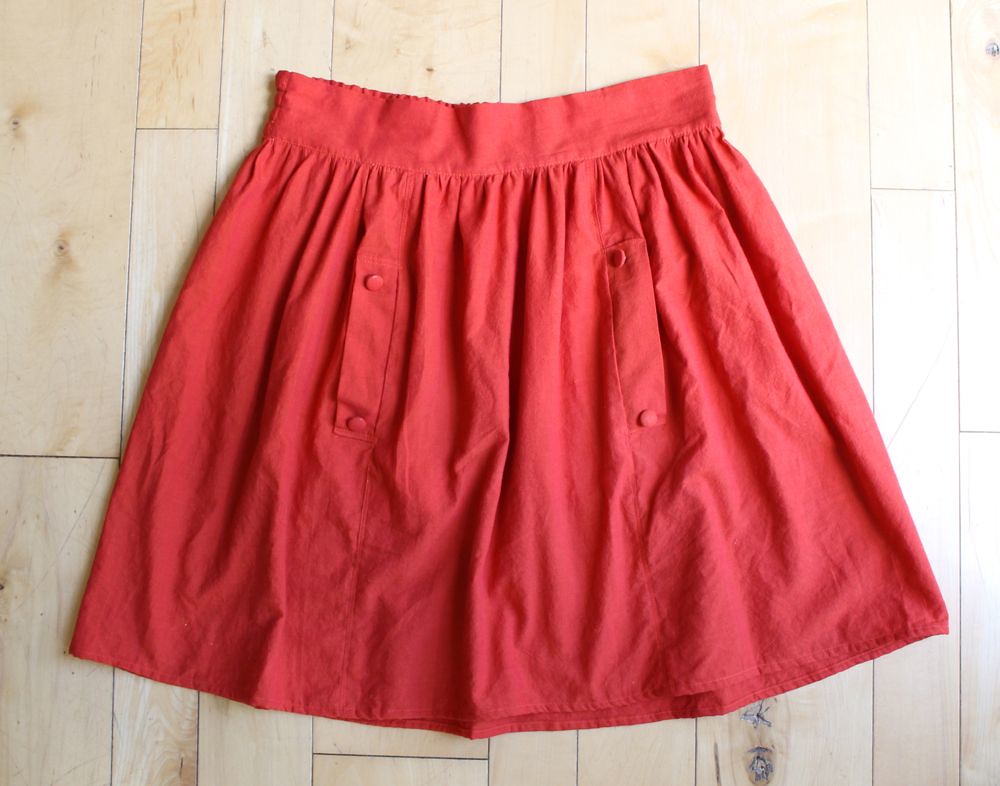 Persimmon Skirt with covered buttons - Made By Rae